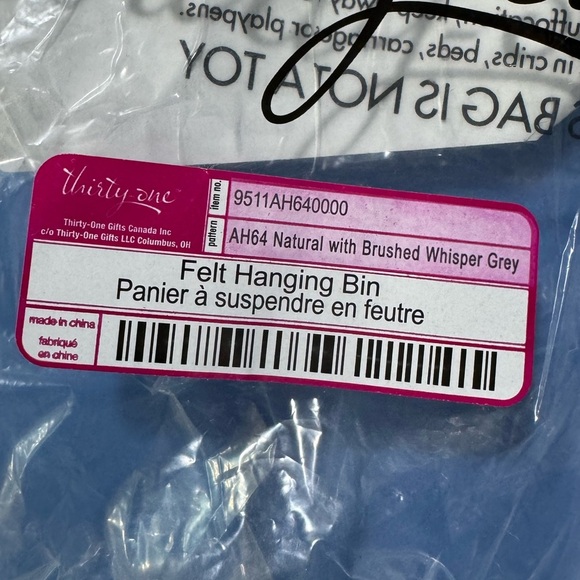 NWT Bee Kind Gray and Cream Felt Storage Basket - Picture 6 of 6